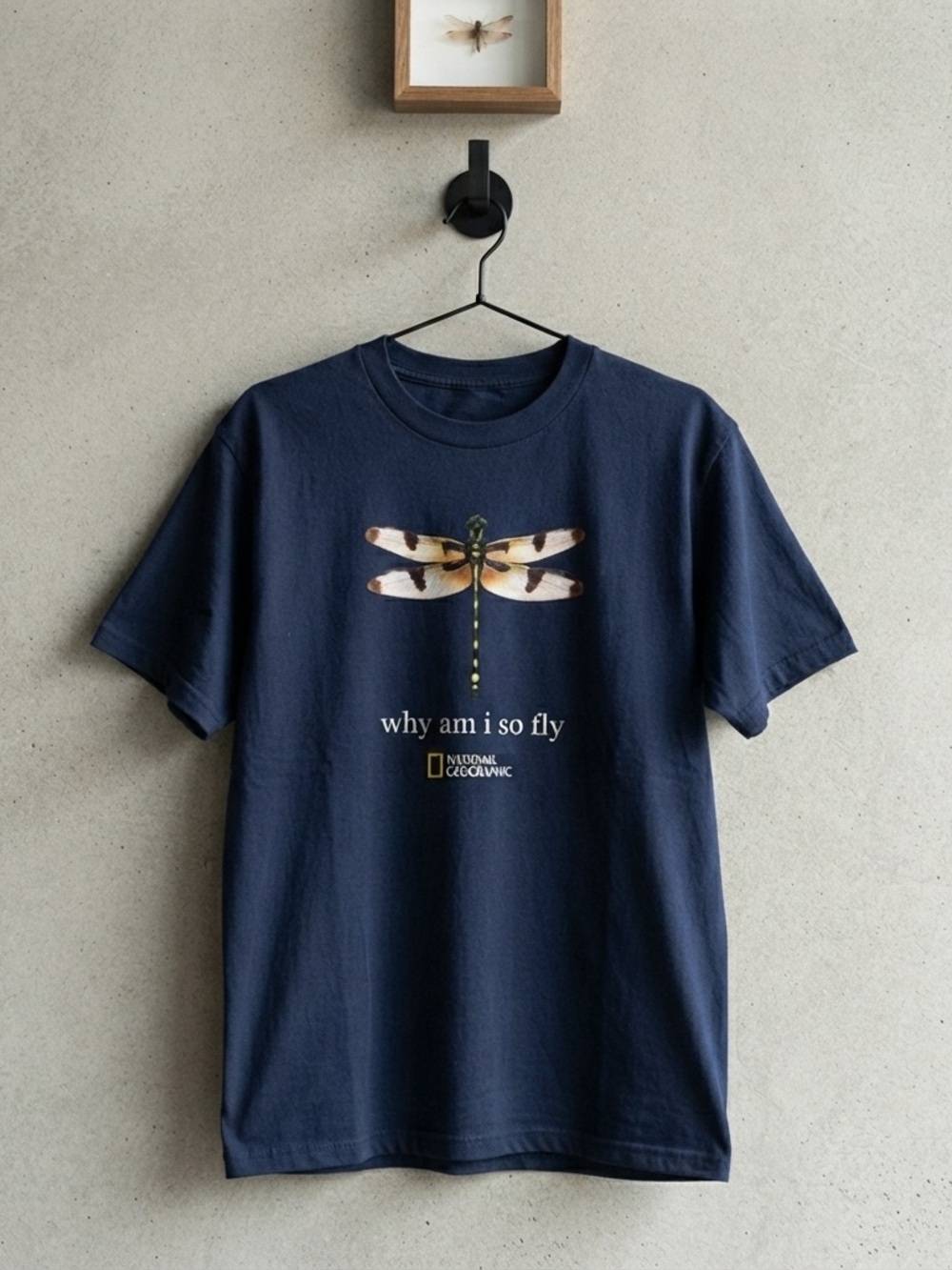 Navy - National Geographic Dragonfly Tee Why Am I So Fly Insects T-Shirt - Picture 2 of 2